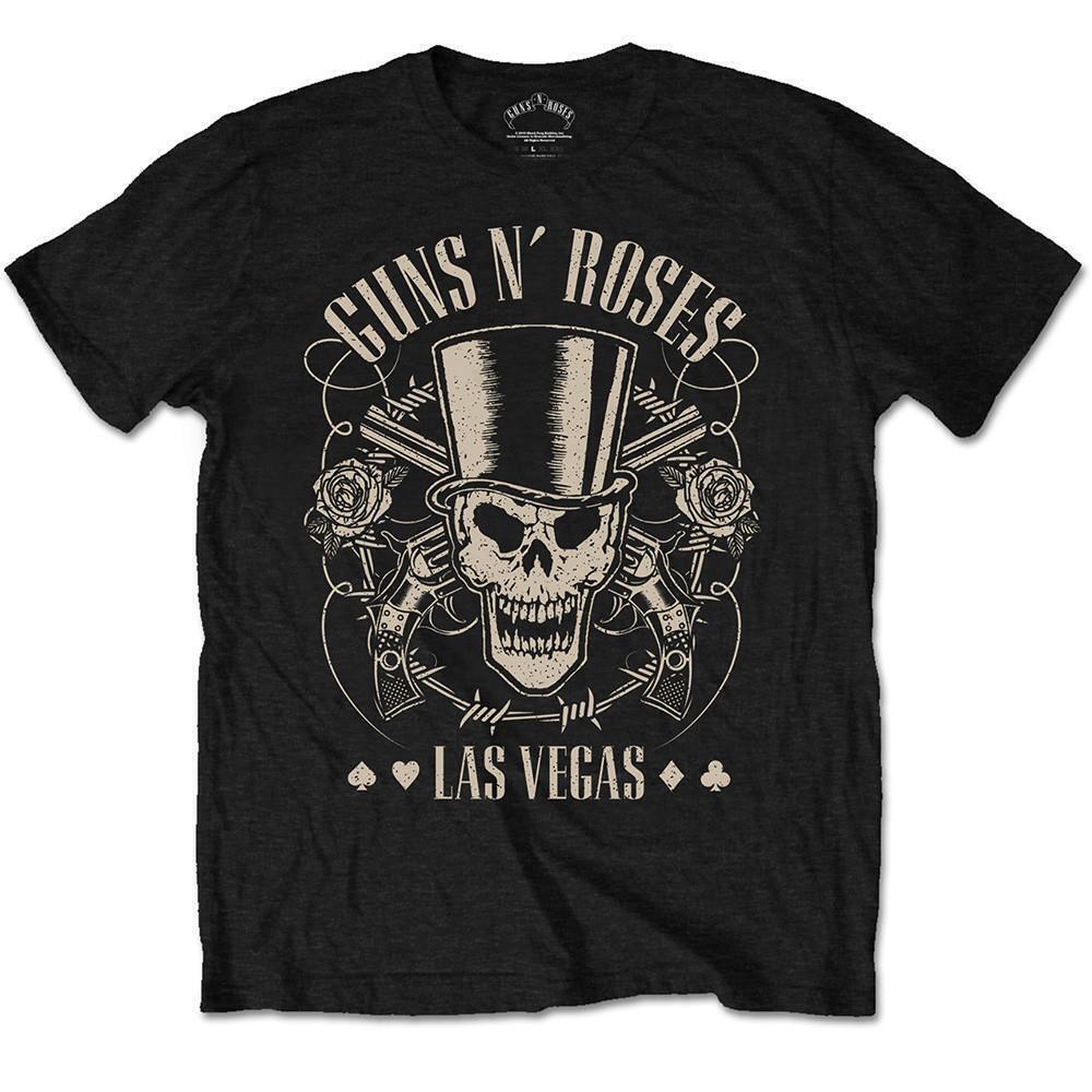 Guns N Roses Unisex T Shirt Top Hat Skull Pistols Las Vegas